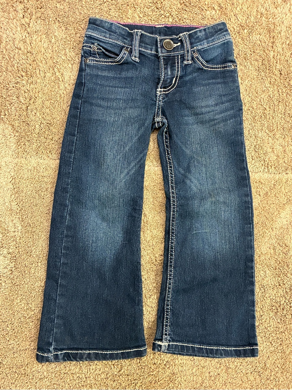 Wrangler Girls Size 4 Regular Bootcut Jeans Western Aztec Embroidered Pockets